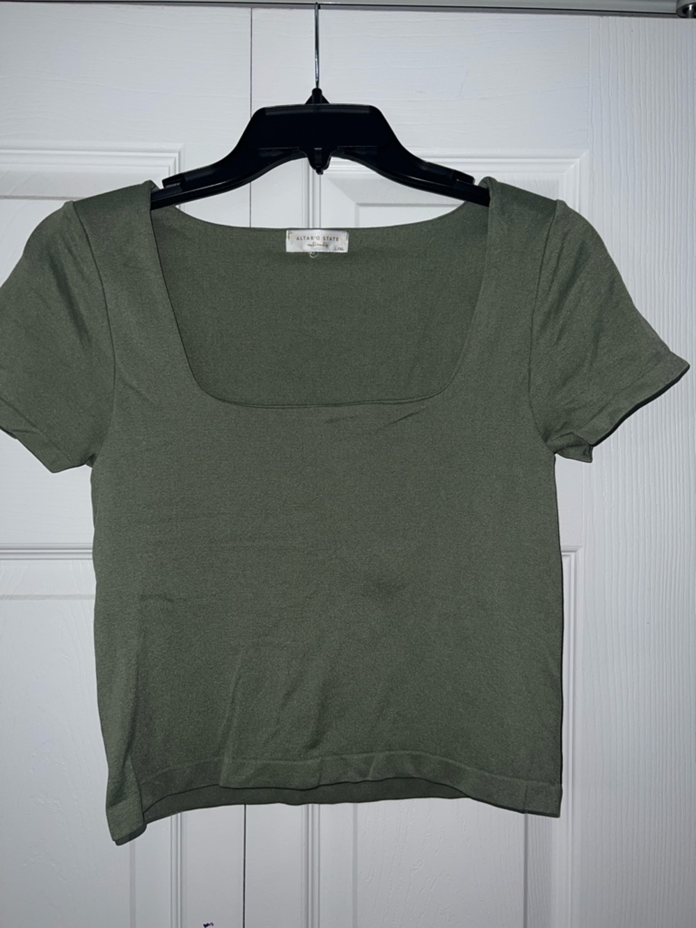 Altar'd State Olive Square-Neck Crop Top